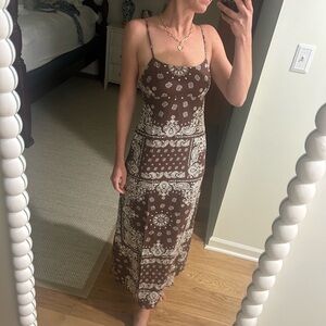 Brown and White Patterned Women's Dress